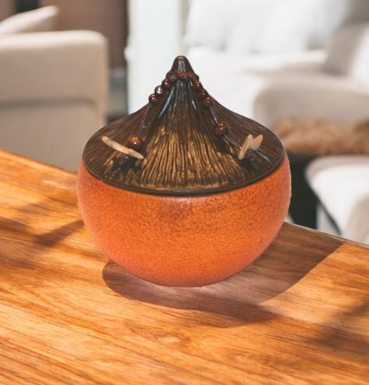 Orange-braune stylische Deko-Dose Sharas aus Peru für Zuhause