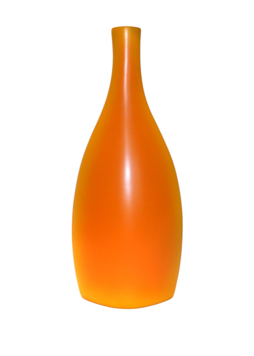 Stylische orange-farbene Vase naturaleza hergestellt aus natürlichen Materialien aus Peru