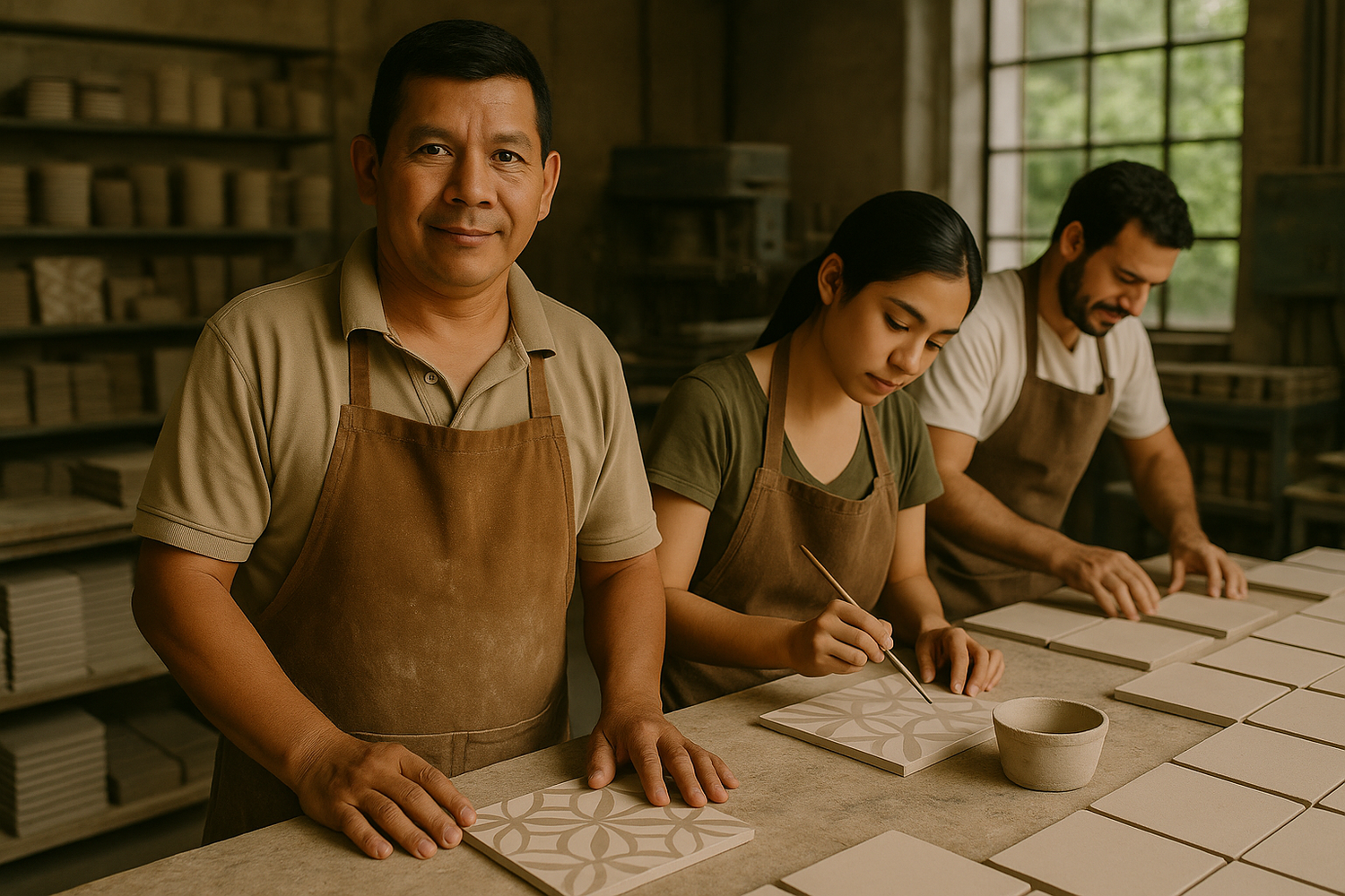 Bemalung der handgemachten Keramik aus Peru