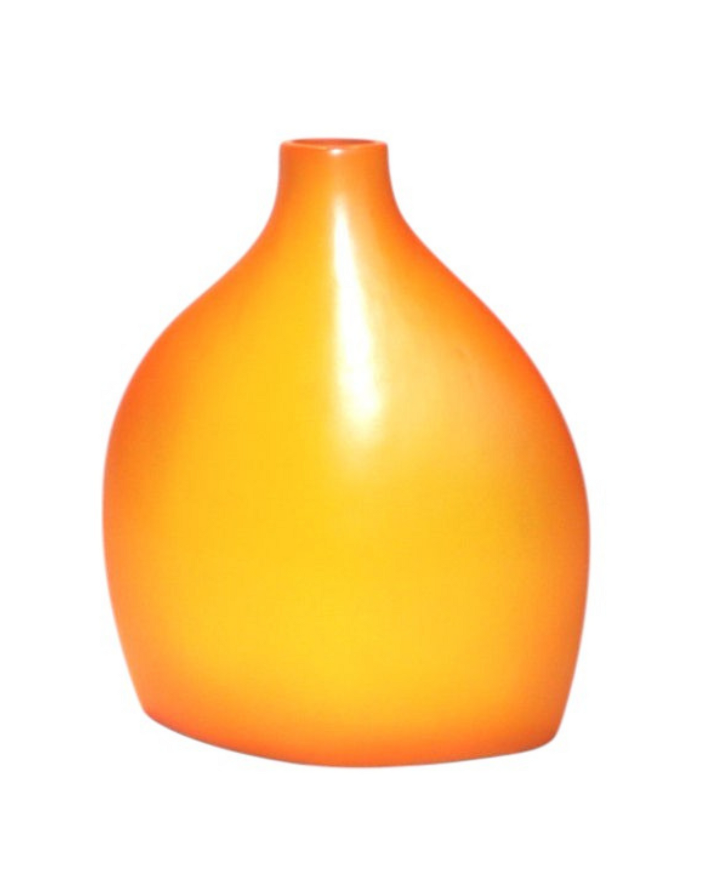 Stylische orange-farbene Vase naturaleza hergestellt aus natürlichen Materialien aus Peru