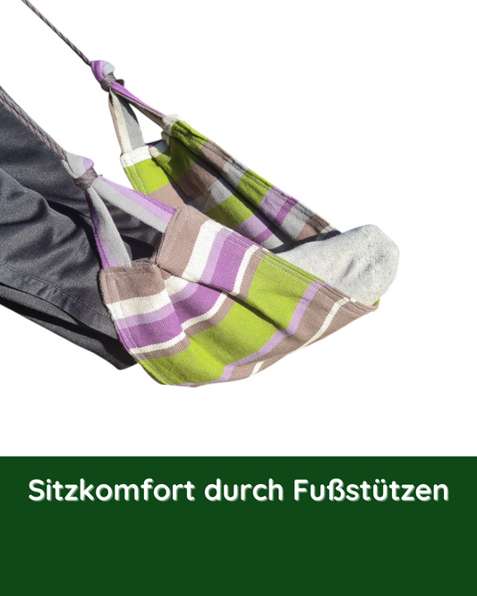 Nahaufnahme der Fußstütze am Hängestuhl Lavanda – für erhöhten Sitzkomfort