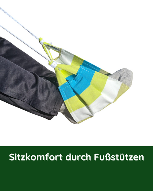 Nahaufnahme der Fußstütze am Hängestuhl – für erhöhten Sitzkomfort