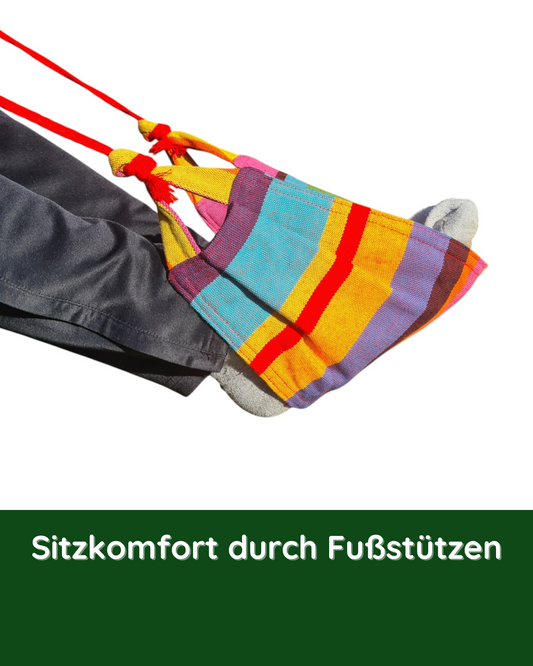 Nahaufnahme der Fußstütze am Hängestuhl Fiesta – für erhöhten Sitzkomfort