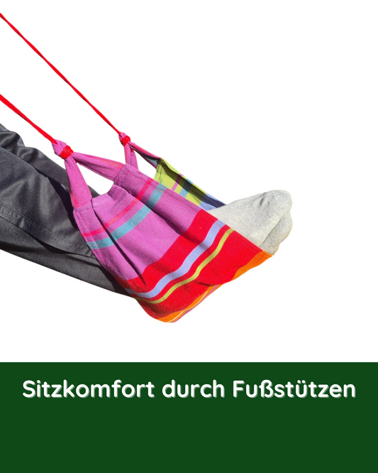 Nahaufnahme der Fußstütze am Hängestuhl Flor – für erhöhten Sitzkomfort