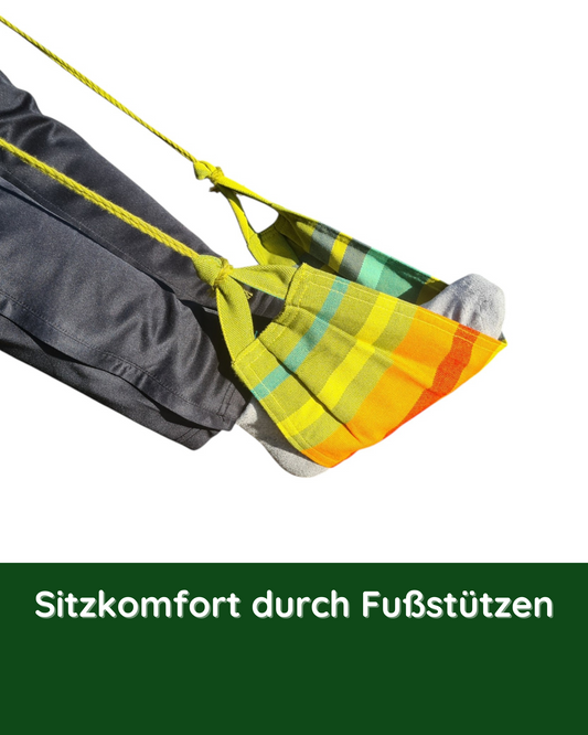 Nahaufnahme der Fußstütze am Hängestuhl Maracujá – für erhöhten Sitzkomfort