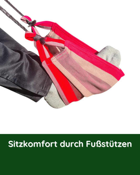 Nahaufnahme der Fußstütze am Hängestuhl Pasión – für erhöhten Sitzkomfort