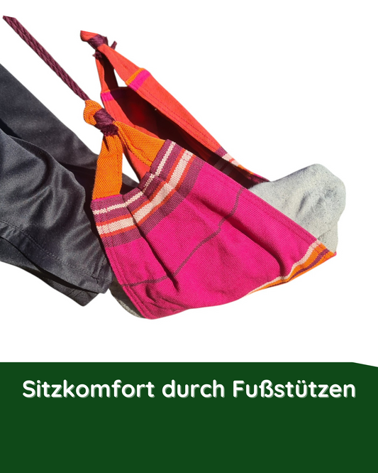 Nahaufnahme der Fußstütze am Hängestuhl Solana – für erhöhten Sitzkomfort