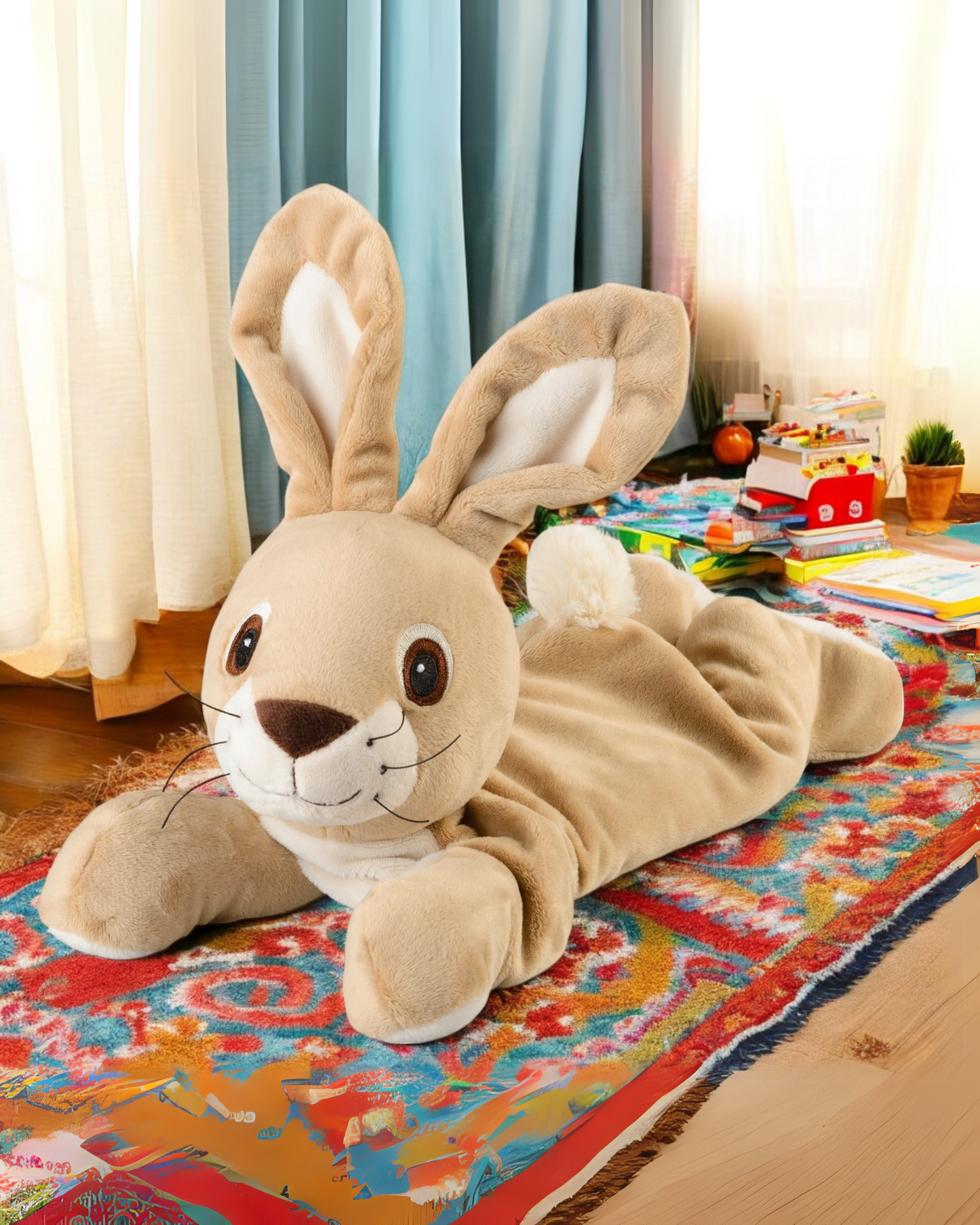 Kuscheliger Warmie-Hase mit Lavendelfüllung im Kinderzimmer– mikrowellengeeignetes Wärmestofftier