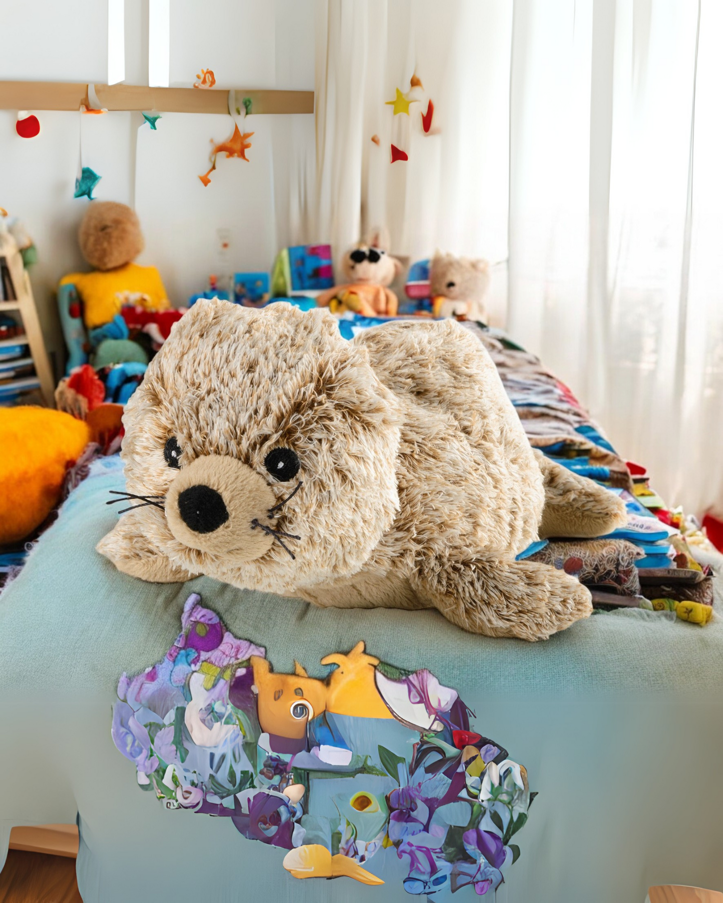 Kuschelige Warmie-Minis Robbe mit Lavendelfüllung i– mikrowellengeeignetes Wärmestofftier braun im Kinderzimmer