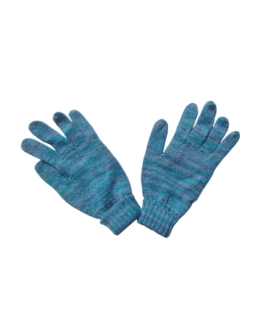 Blaue Handschuhe aus 100% Alpaka, der ersten Schur, bekannt als Baby-Alpaka