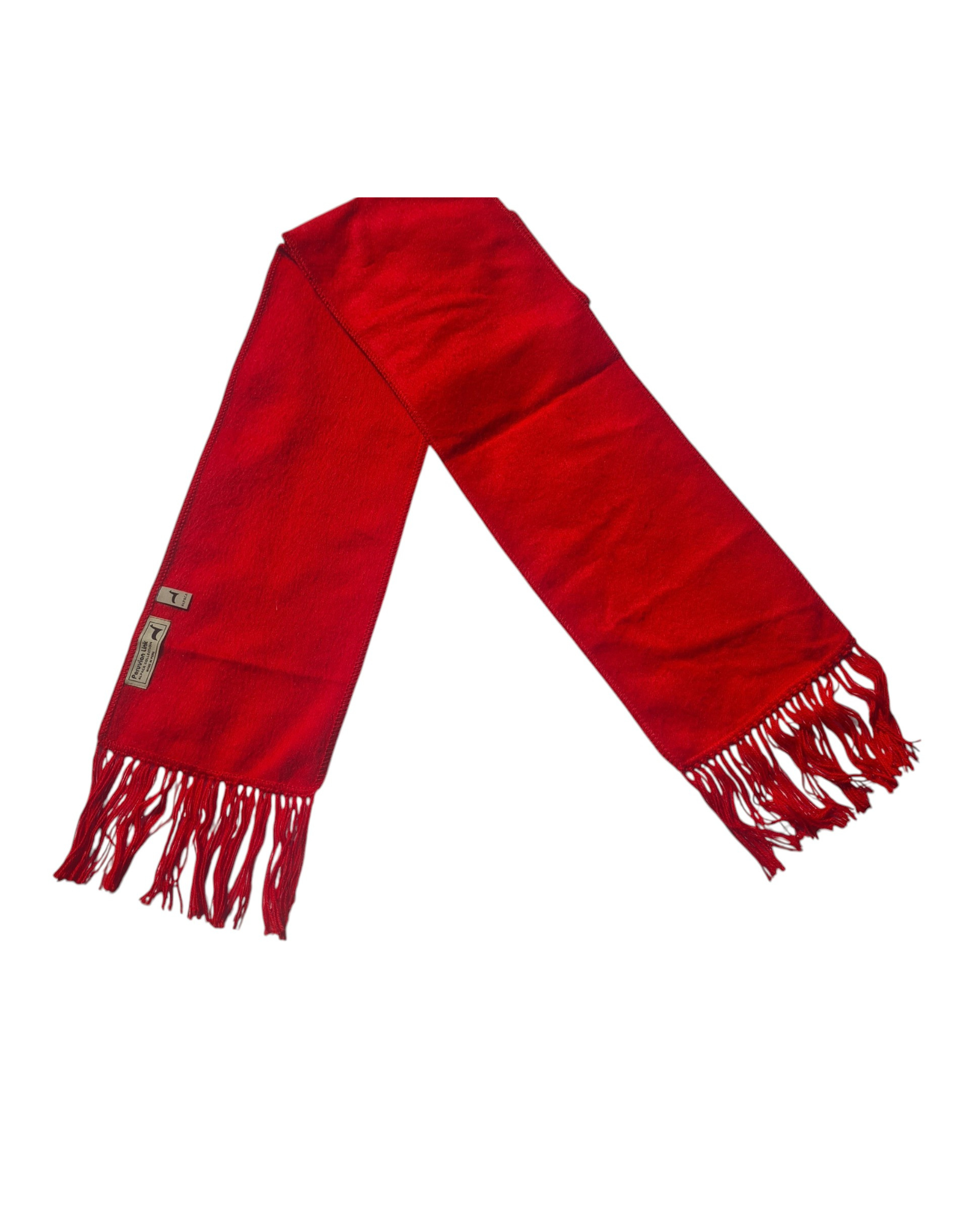 Hellroter Schal Callao aus 50% Alpaka und 50% Acryl mit Fransen am Ende