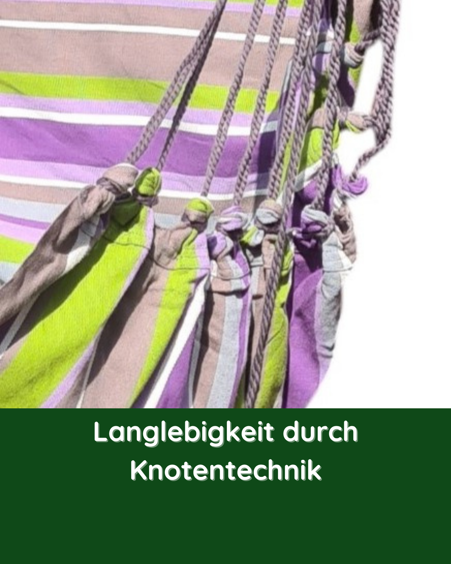 Detailansicht der stabilen Knotentechnik beim Hängestuhl Lavanda – für hohe Belastbarkeit und Langlebigkeit