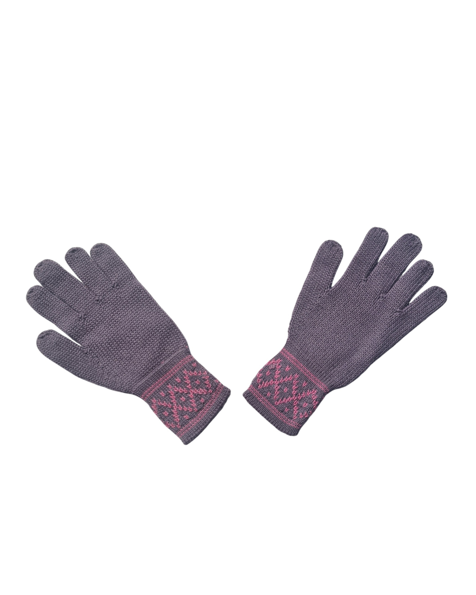 Alpaka-Handschuhe „Huari“ – Violett mit Muster – 100 % Alpakafaser – Handarbeit aus Peru – Eurolatino