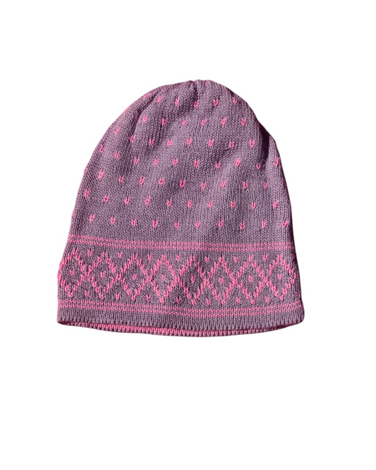 Lila Mütze Huari mit Muster aus 100% Baumwolle, hergestellt in Peru