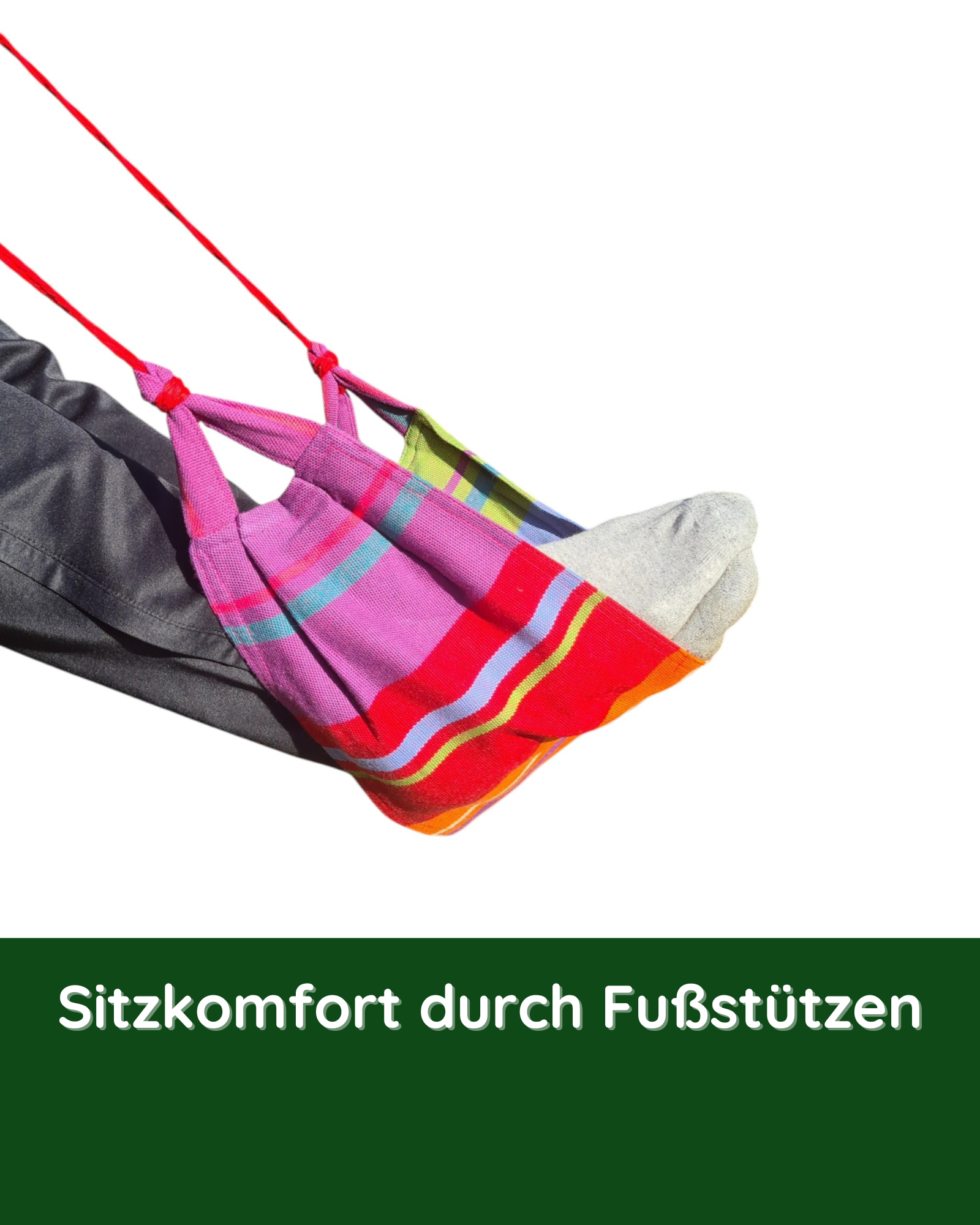 Nahaufnahme der Fußstütze am Hängestuhl Flor – für erhöhten Sitzkomfort