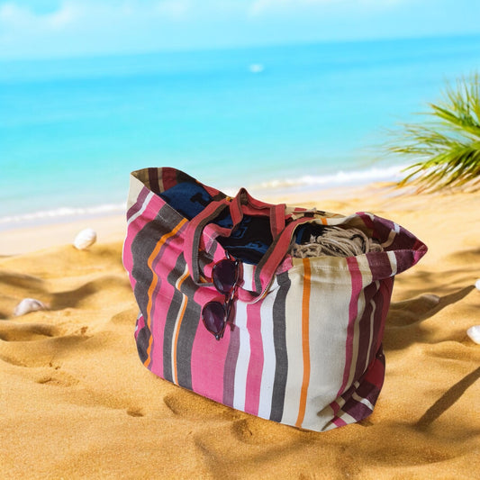 Korallen-farbene Strandtasche Coralina aus 100% Baumwolle