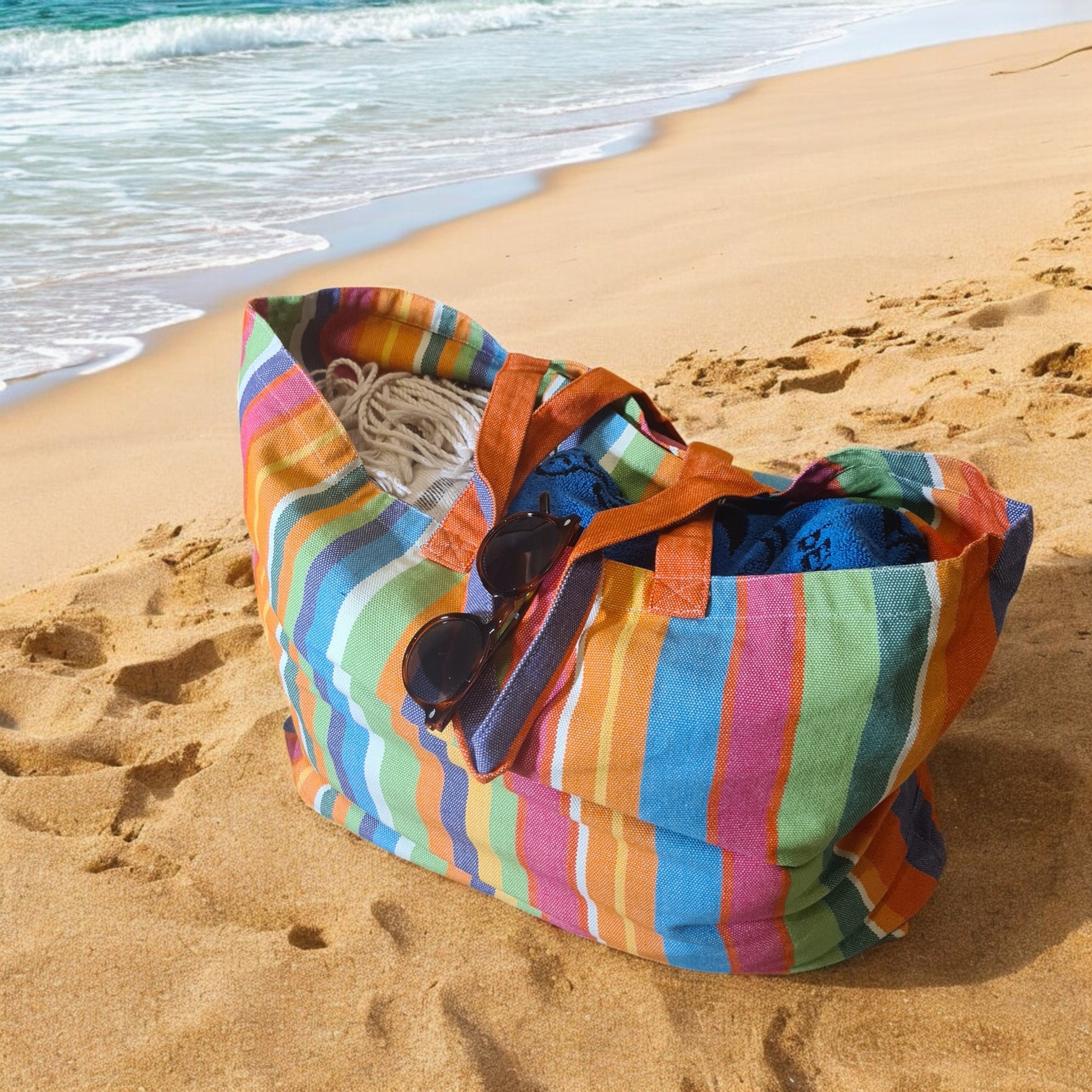 Bunte Strandtasche Papaya aus 100% Baumwolle