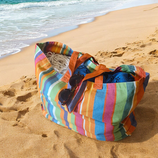 Bunte Strandtasche Papaya aus 100% Baumwolle